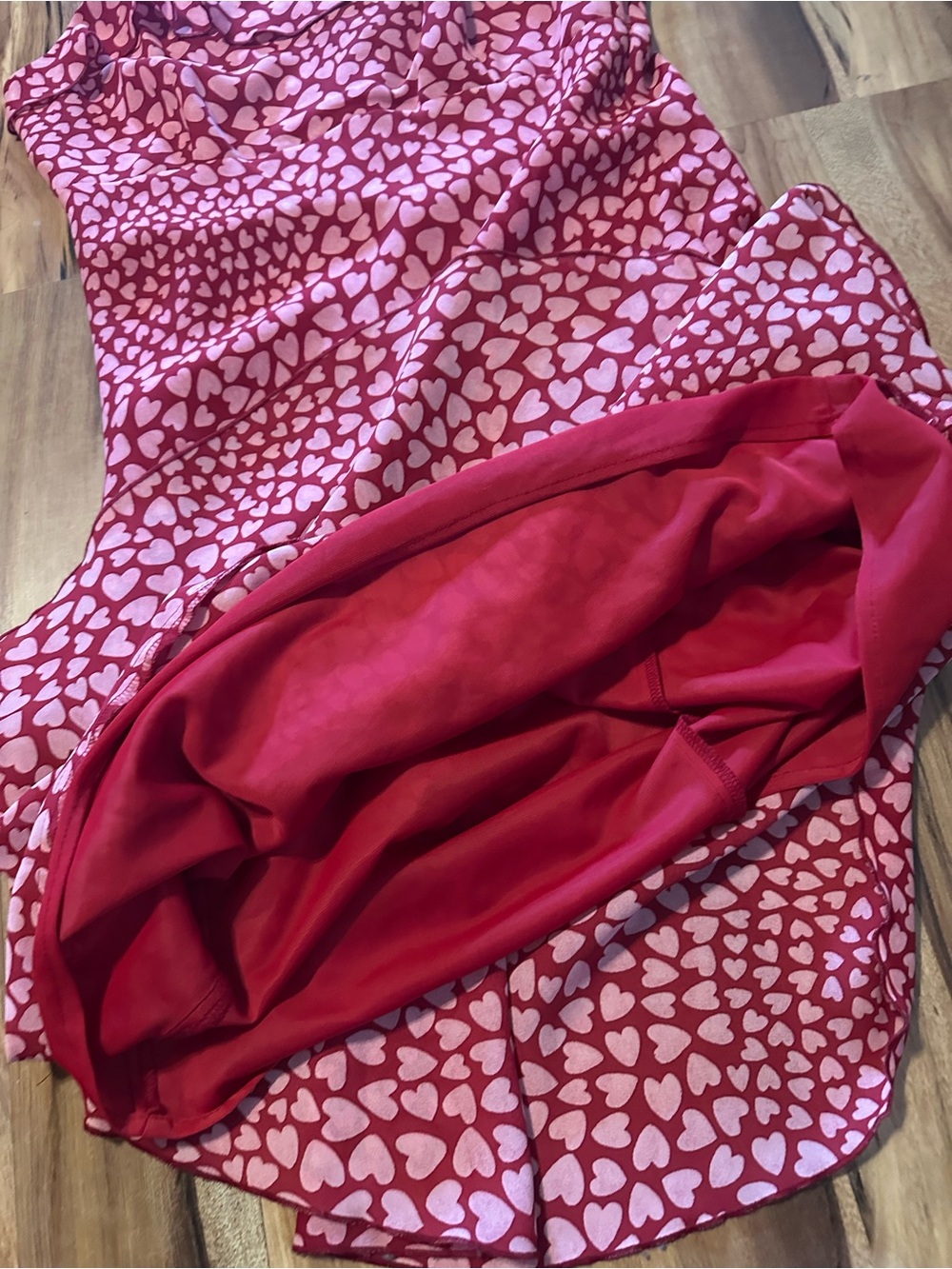 Jonathan Martin Pink Heart Print Midi Dress Women’s Size 11 Cowl Neck Valentines - Picture 7 of 8